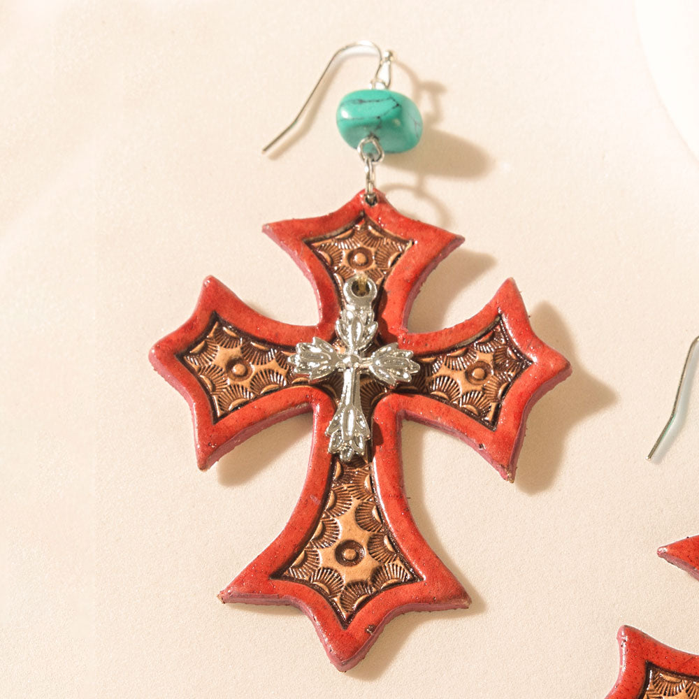 Crimson Cross Earrings