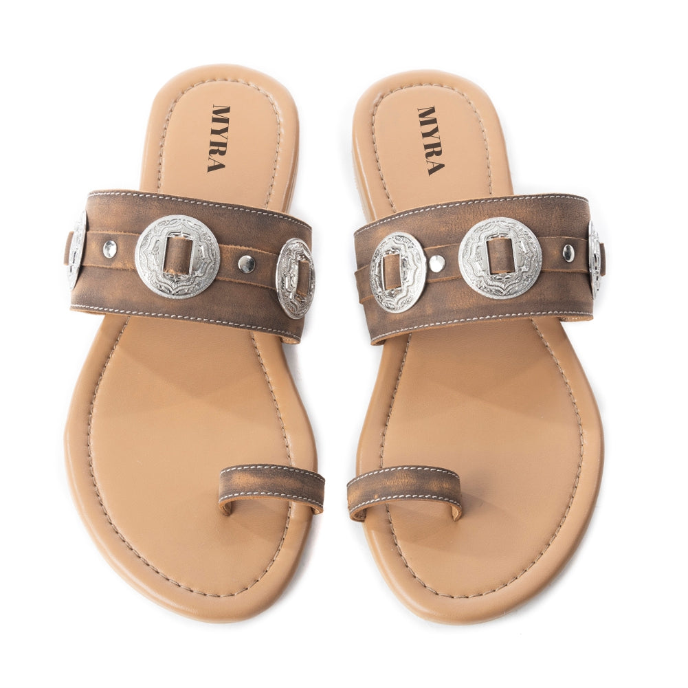 Sagebrush Concho Sandals In Brown