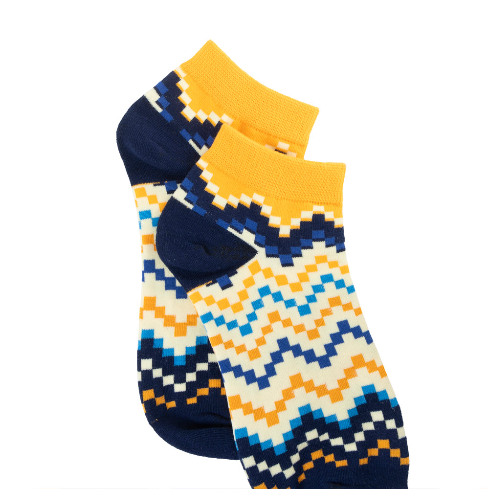 Jade Valley PixieAnkle Socks In Blue & Yellow