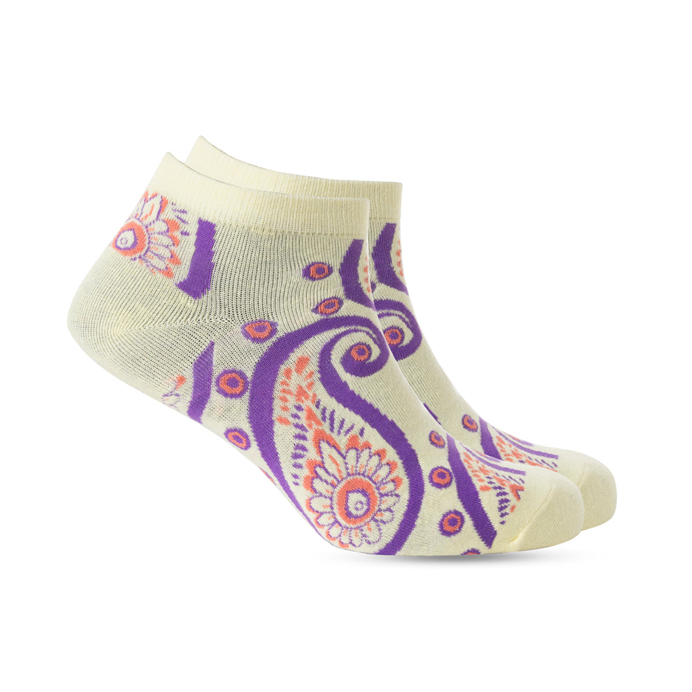 Sunshine Swirl Suzie Ankle Socks In Cream