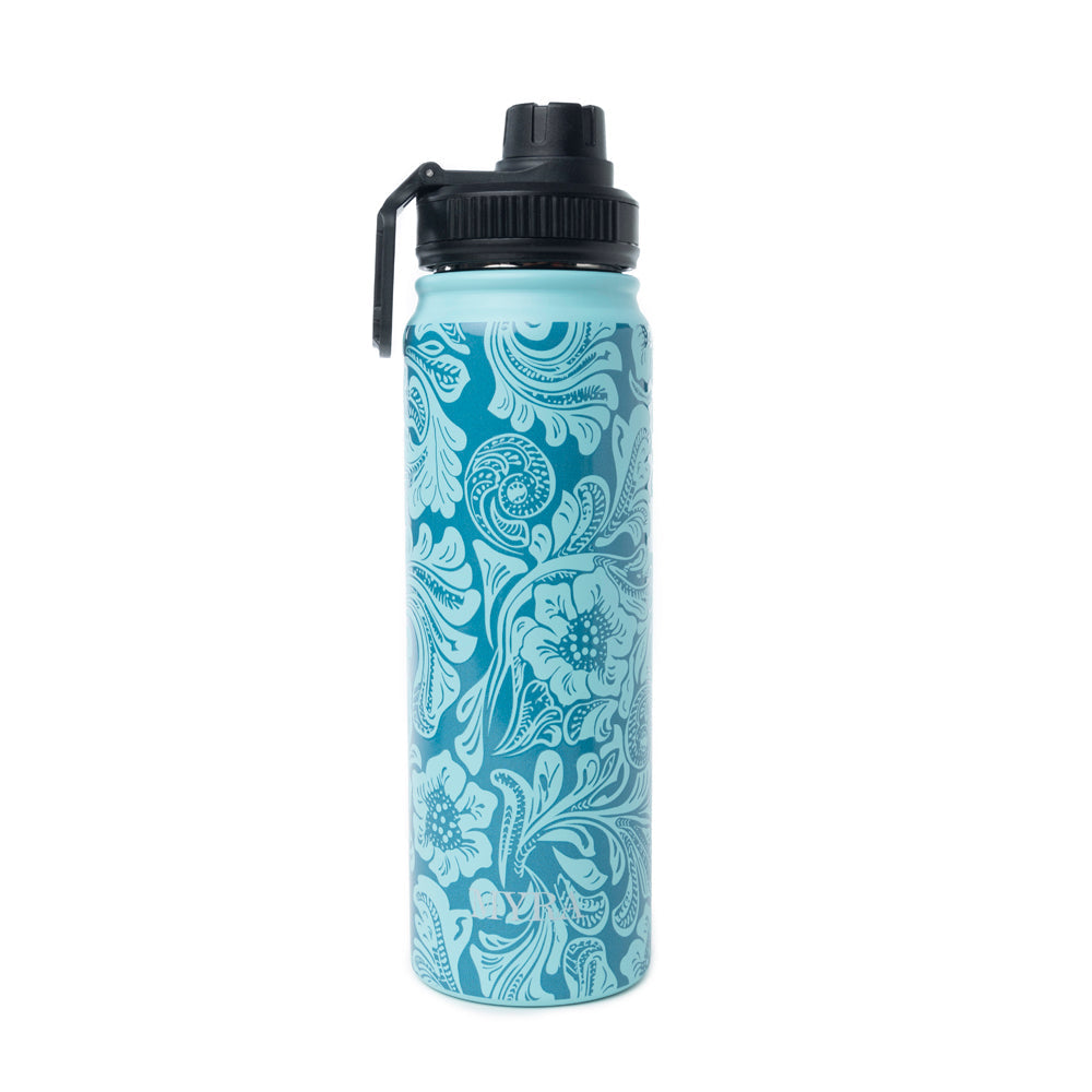 Moo & Bloom Stainless Steel Water Bottle in Turquoise