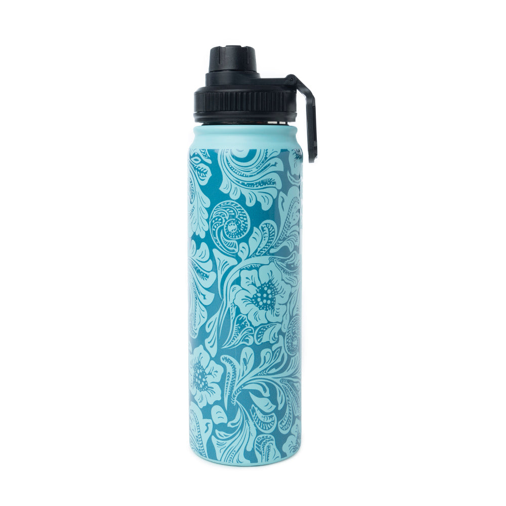 Moo & Bloom Stainless Steel Water Bottle in Turquoise