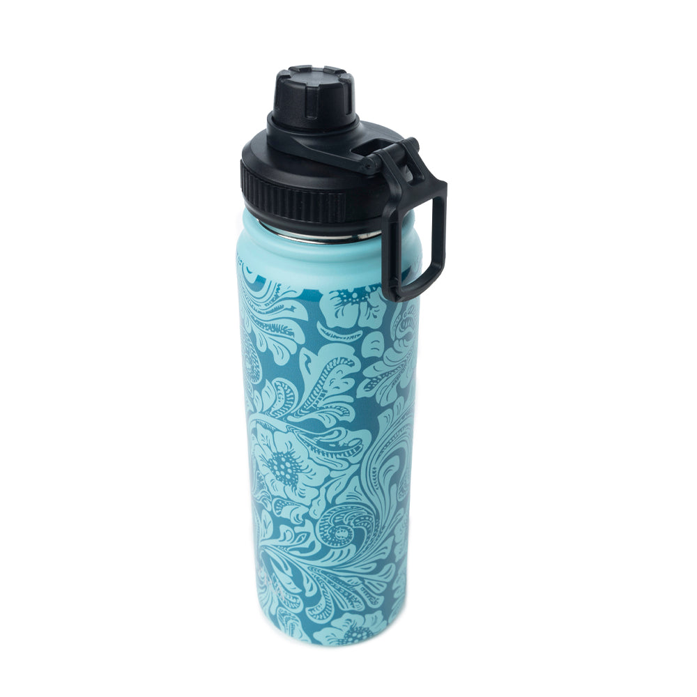 Moo & Bloom Stainless Steel Water Bottle in Turquoise