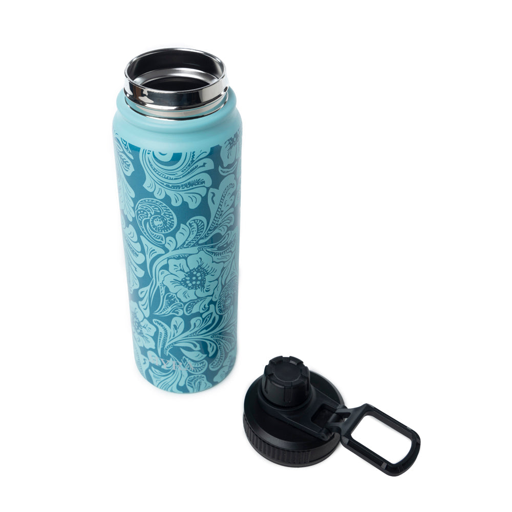 Moo & Bloom Stainless Steel Water Bottle in Turquoise