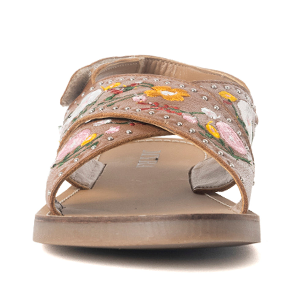 Lilytrail Embroidered Leather Sandals in Tan