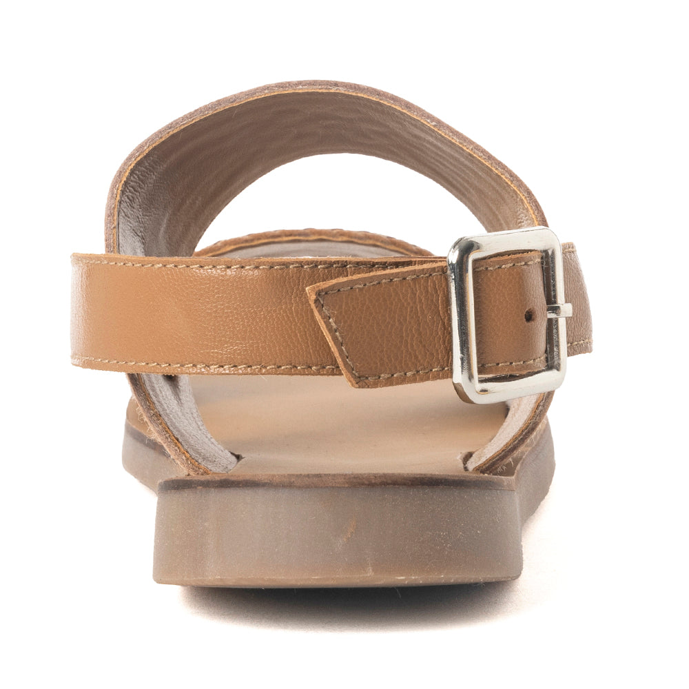 Pinehorn Handtooled Leather Sandals in Oak Brown