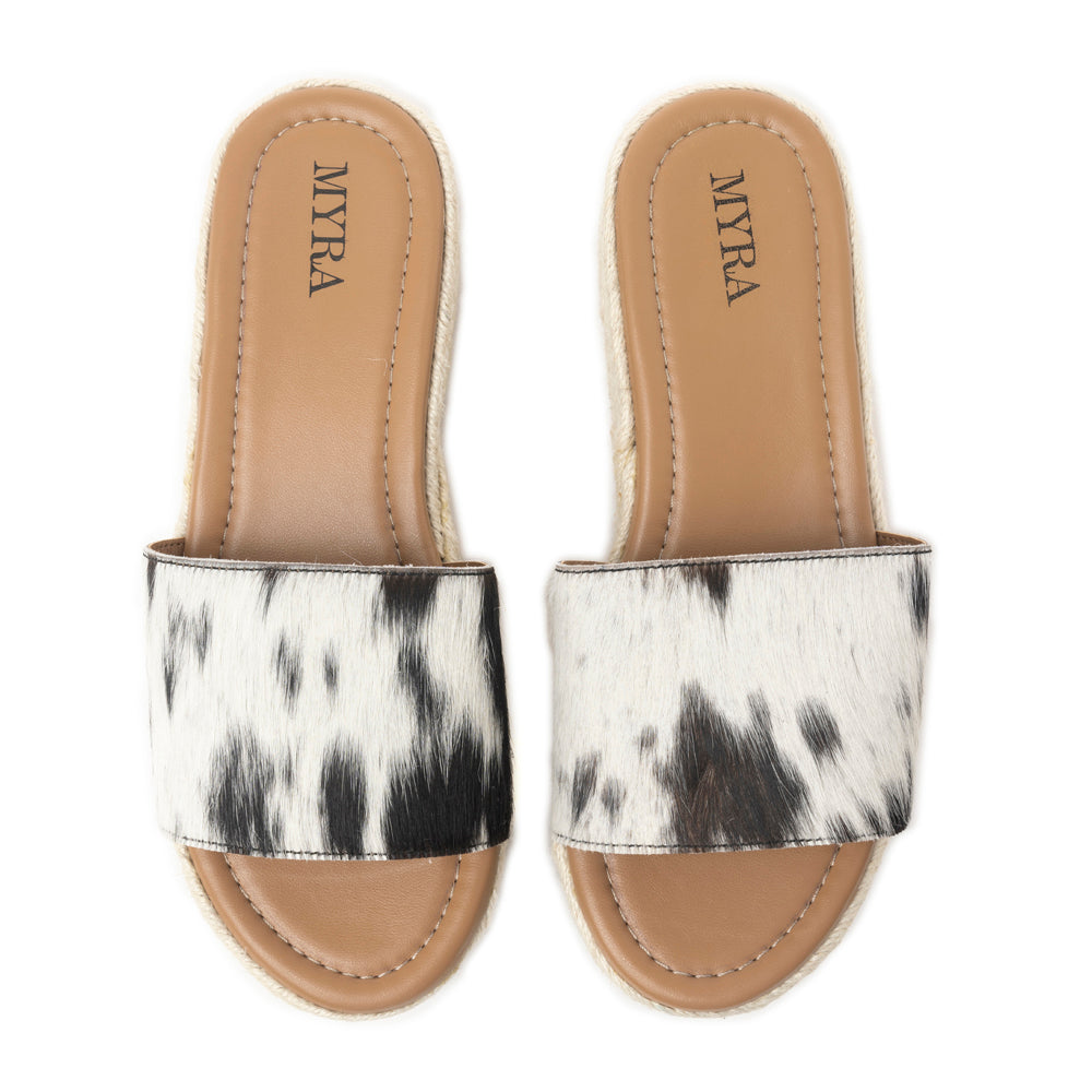 Mesa Mane Hairon Leather Sandals in Black & White