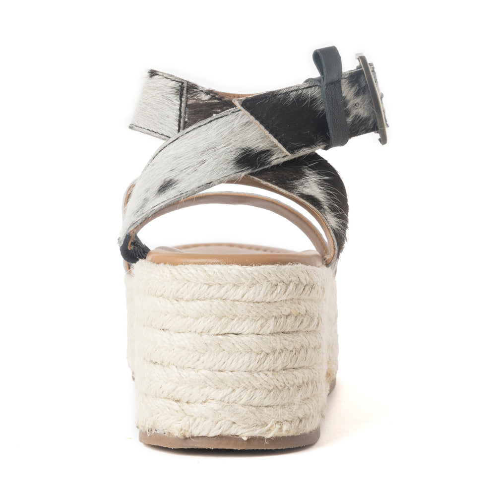 Longhorn Lasso Leather Sandals in Cowprint Hairon