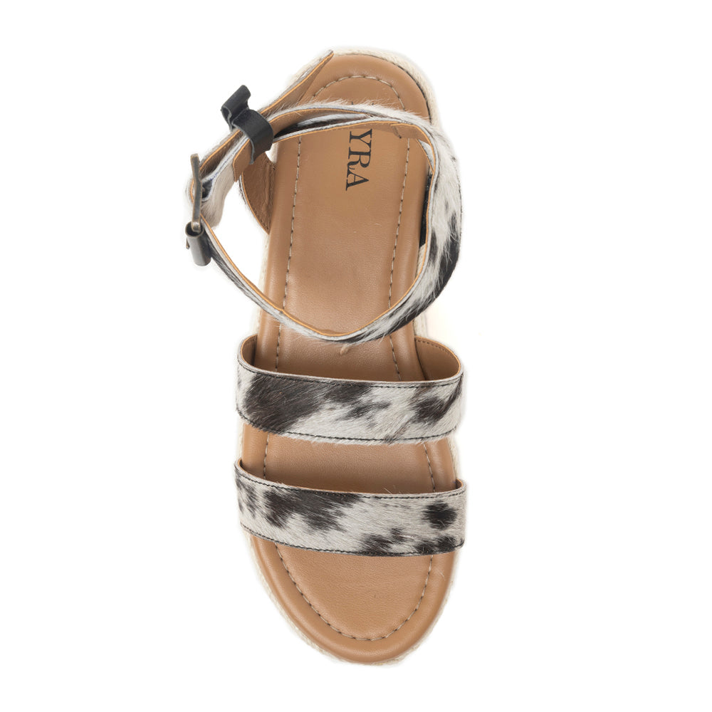 Longhorn Lasso Leather Sandals in Cowprint Hairon