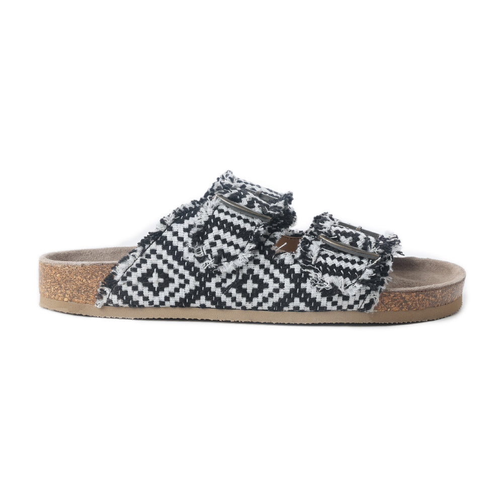 Ridge Denim Sandals in Black & White