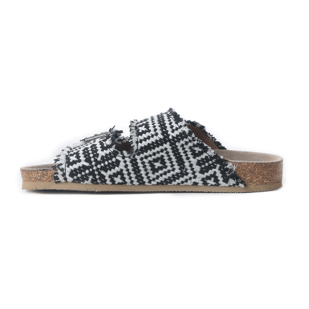 Ridge Denim Sandals in Black & White