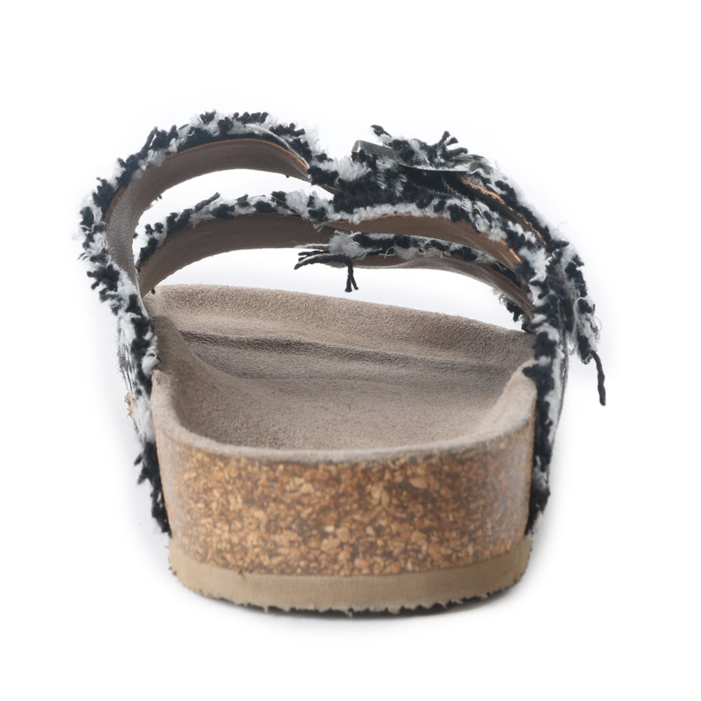 Ridge Denim Sandals in Black & White