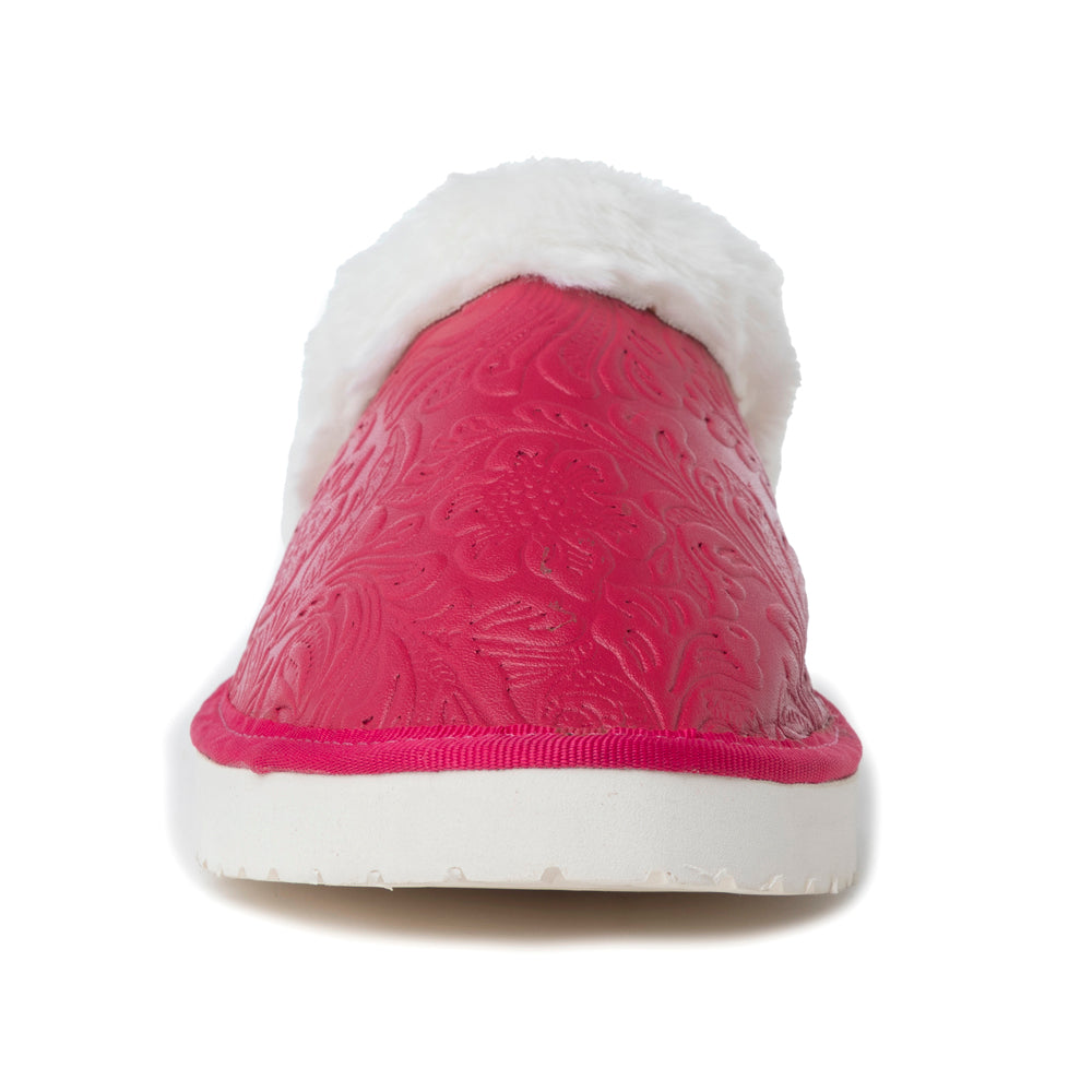 Snowdrift Embossed Leather Slippers in Pink