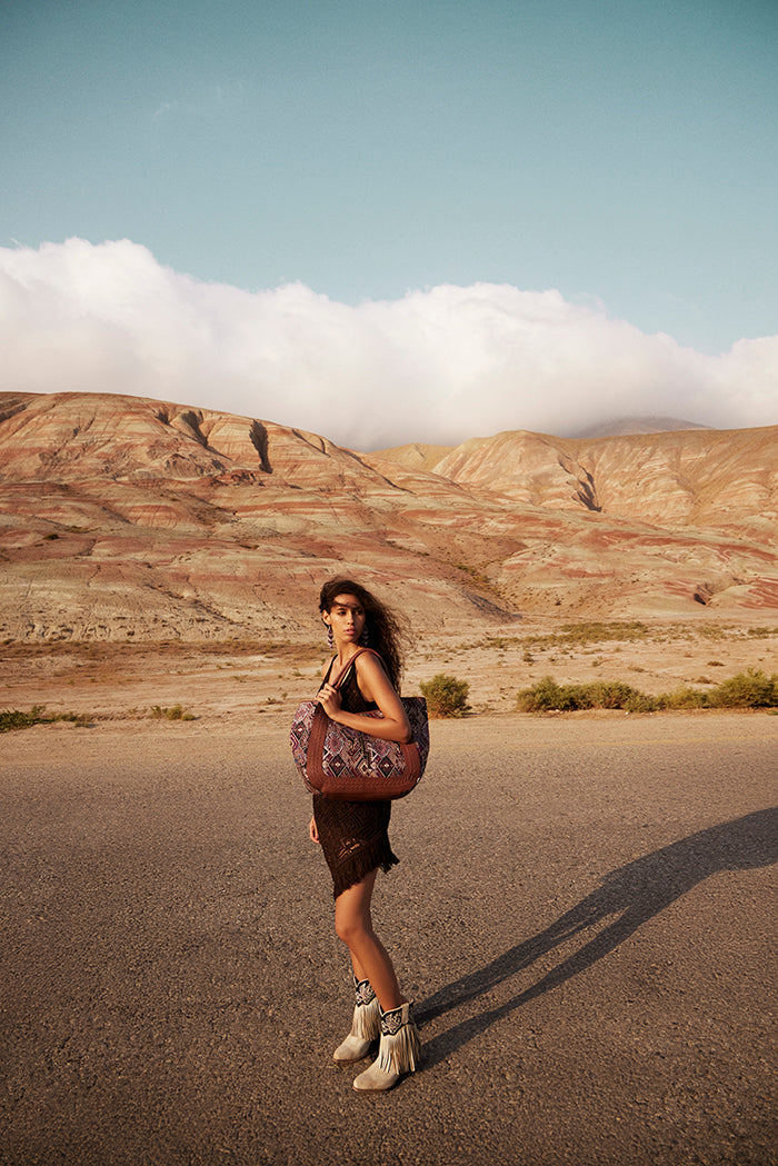 Canyon Night Bird Fringe Booties in Cream