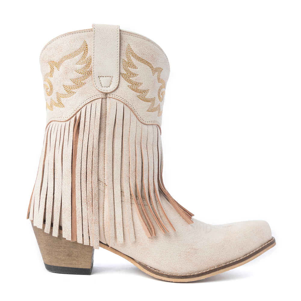 Desert Angel Fringe Booties in White