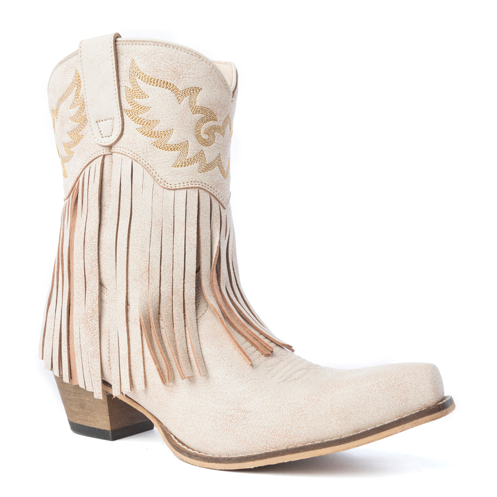 Desert Angel Fringe Booties in White