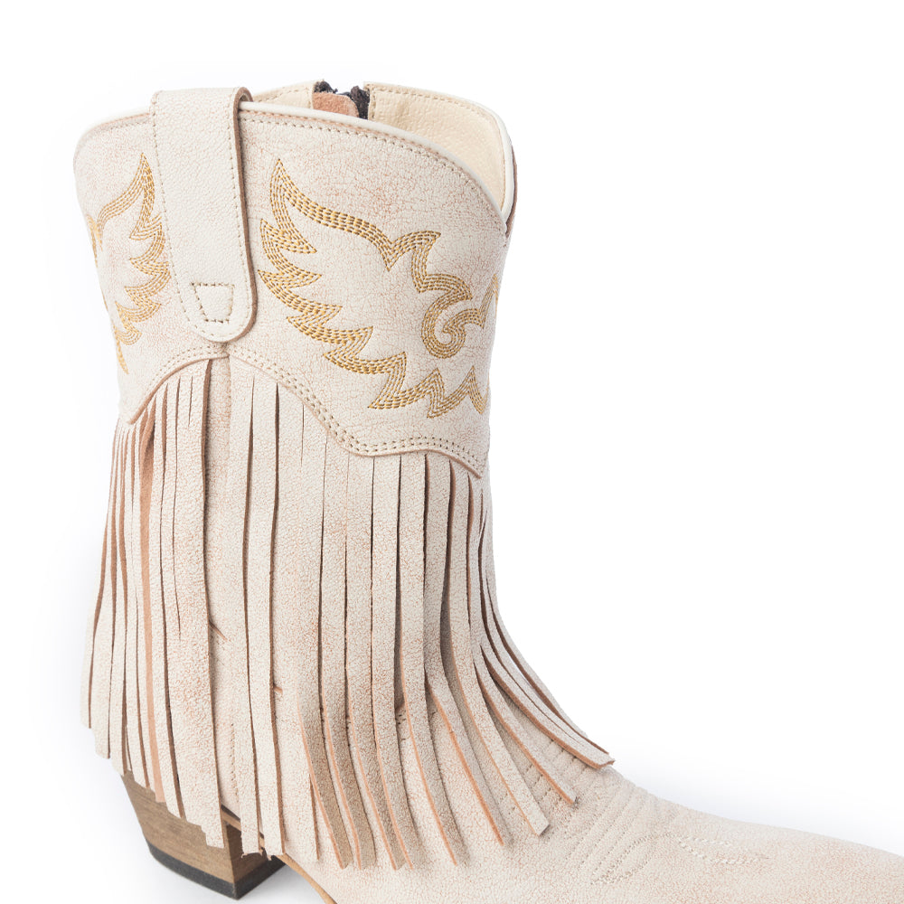 Desert Angel Fringe Booties in White