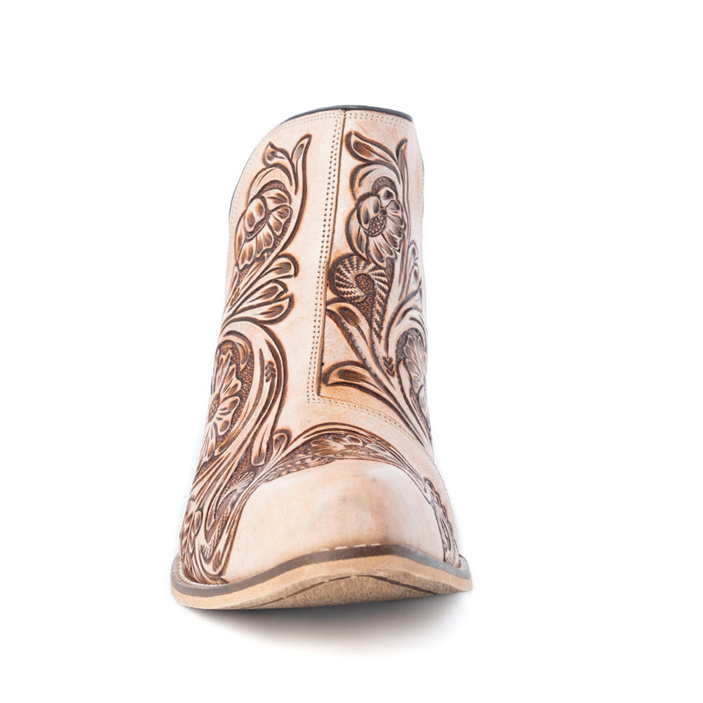 Floral Heirloom Western Booties in Cream