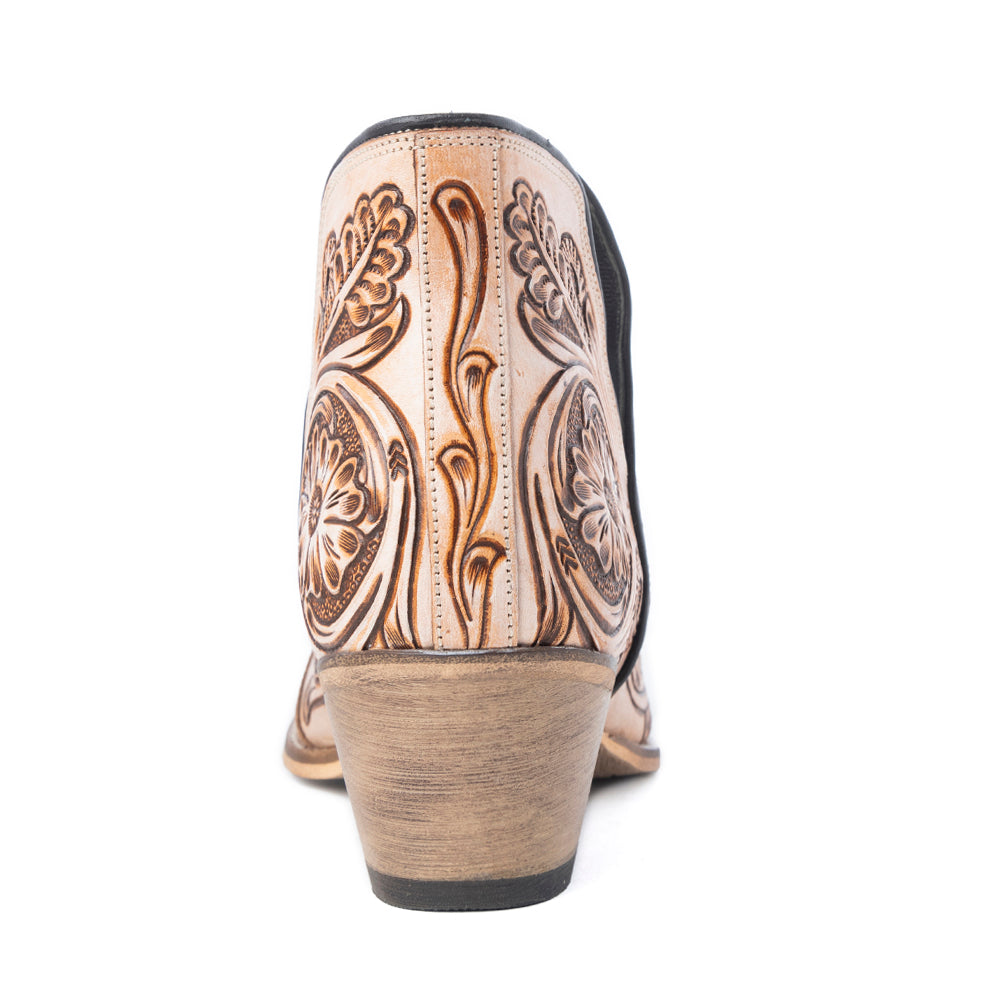 Floral Heirloom Western Booties in Cream