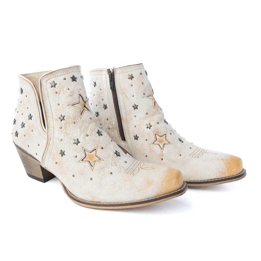 Celestial Stardust Western Booties in White