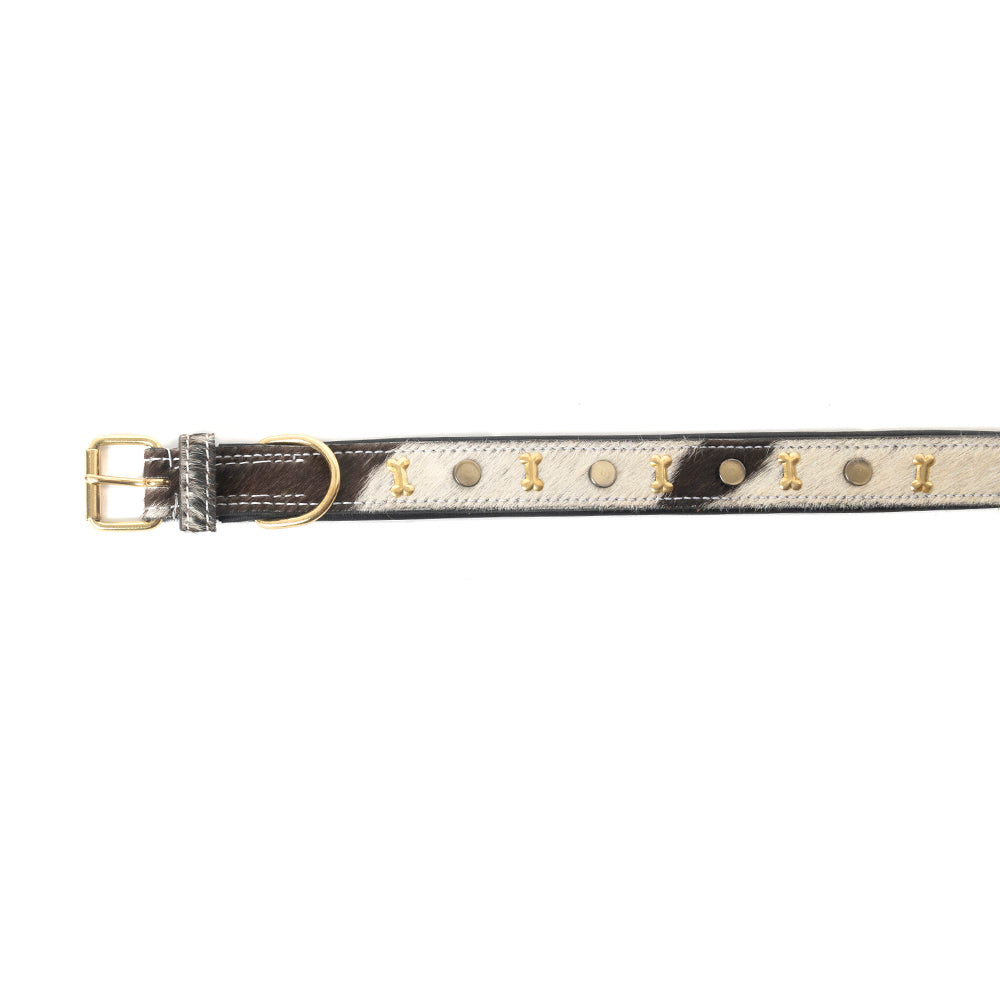 Prairie Paws Studded Hairon Dog Collar in Ash & Ivory