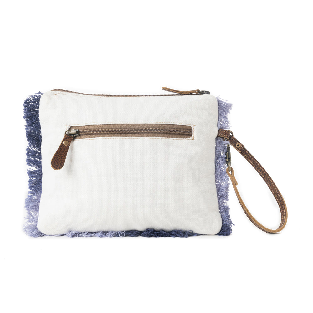 Mynora Sky Embroided Pouch in Artisanal Blue