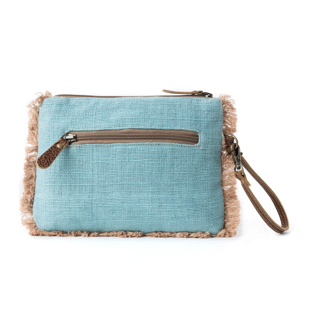 Mystic Meadow Embroidered Pouch in Boho Blue