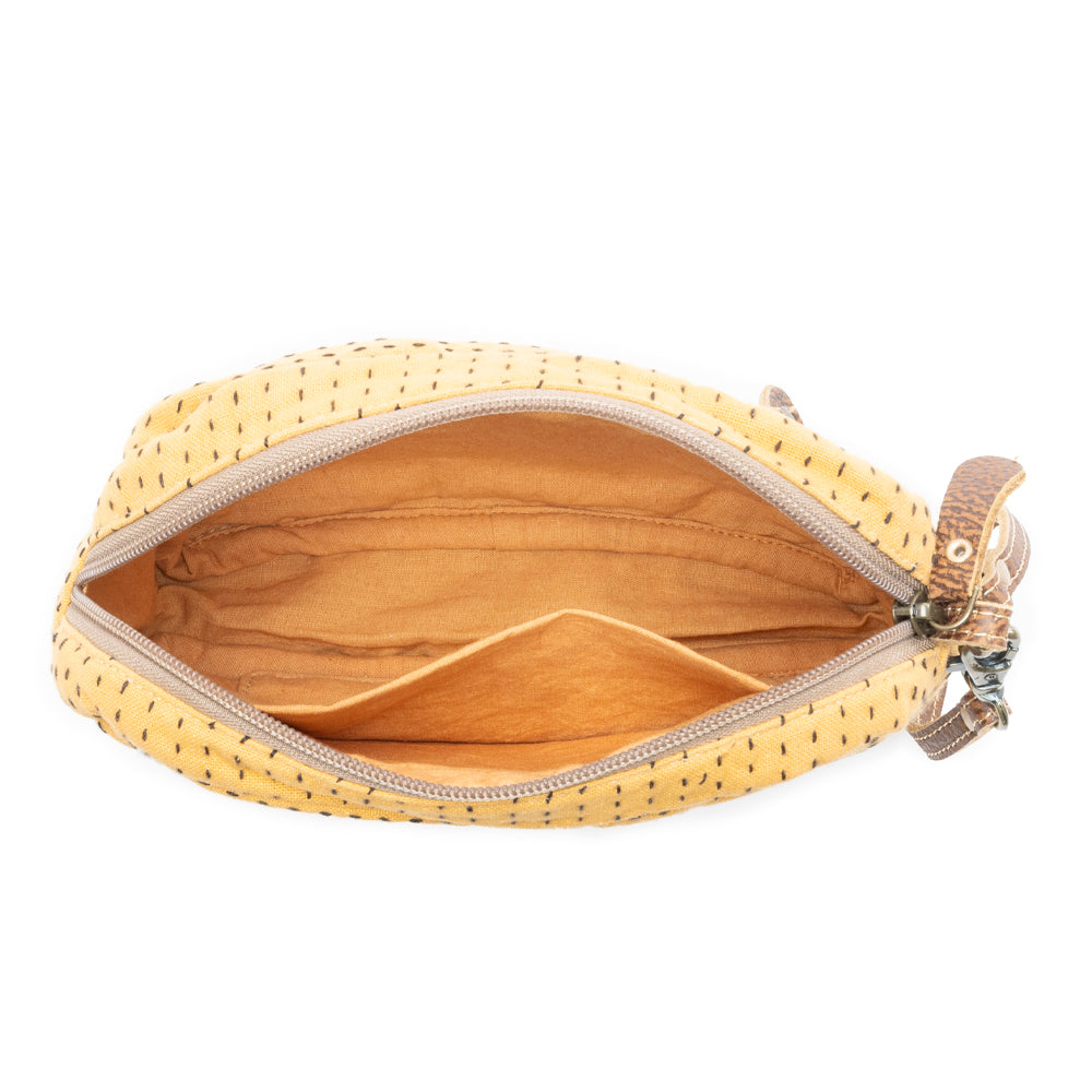 Daisy Pop Woven Pouch in Marigold Yellow