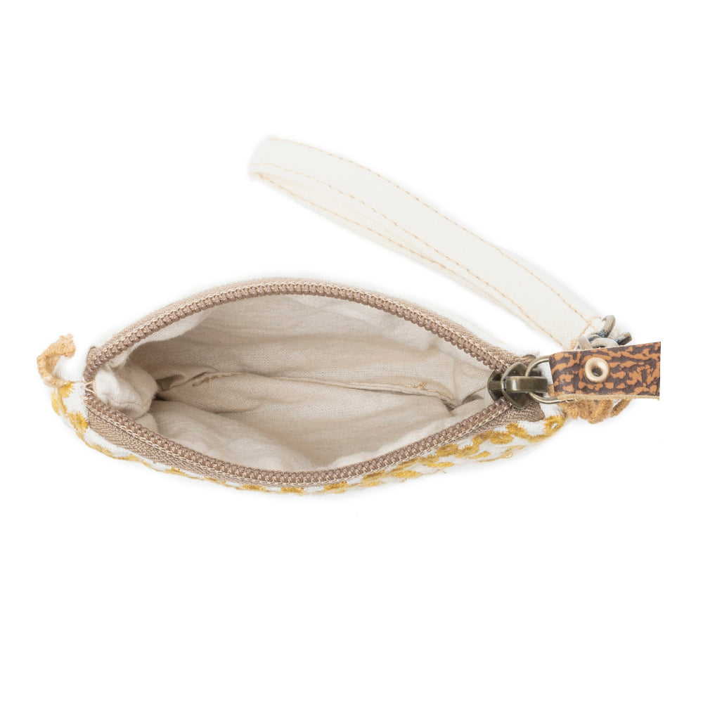 Savanna Glow Woven Pouch Bag in Sunny Gold