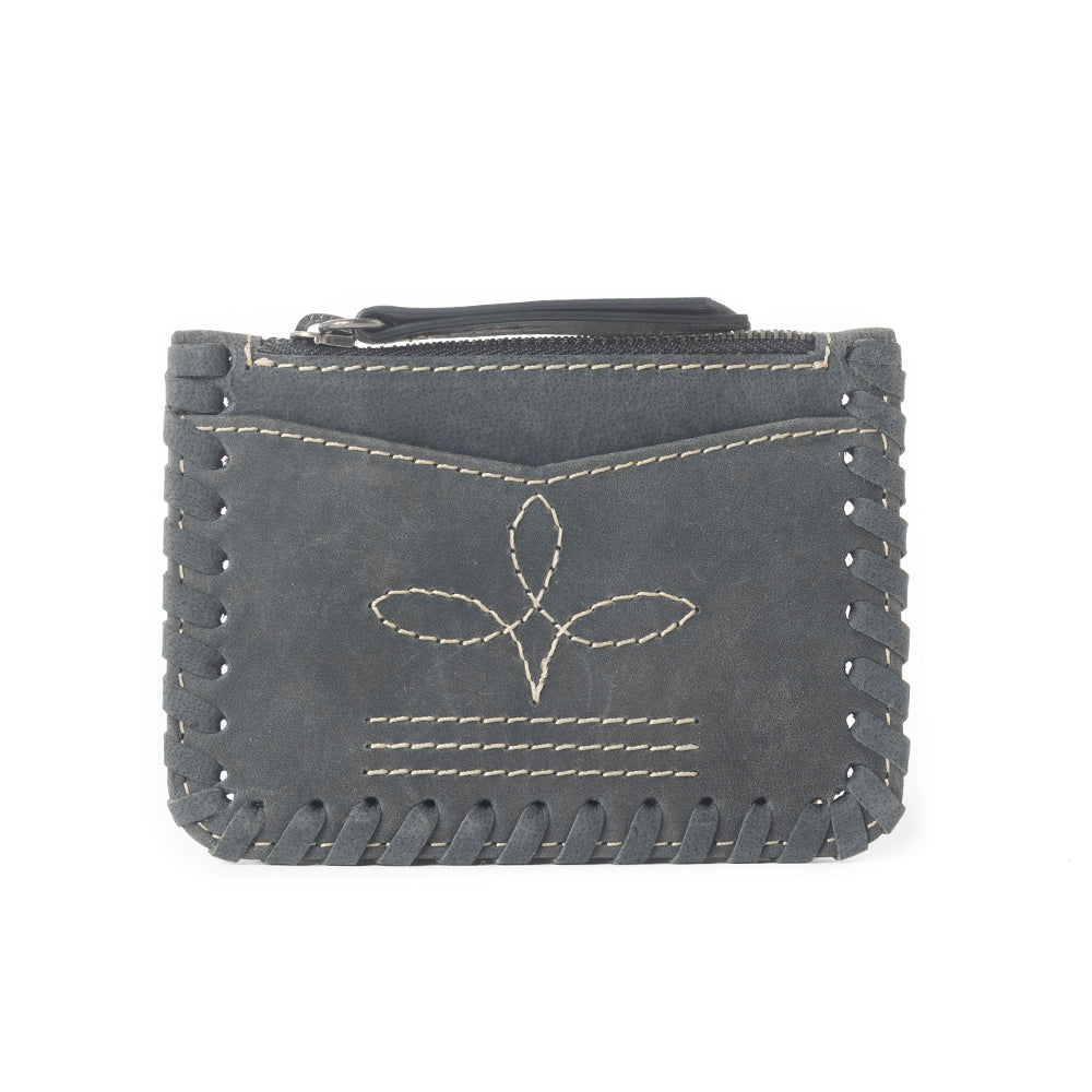 Outlander Edge Western Embroided Credit Card Holder in Ash Grey