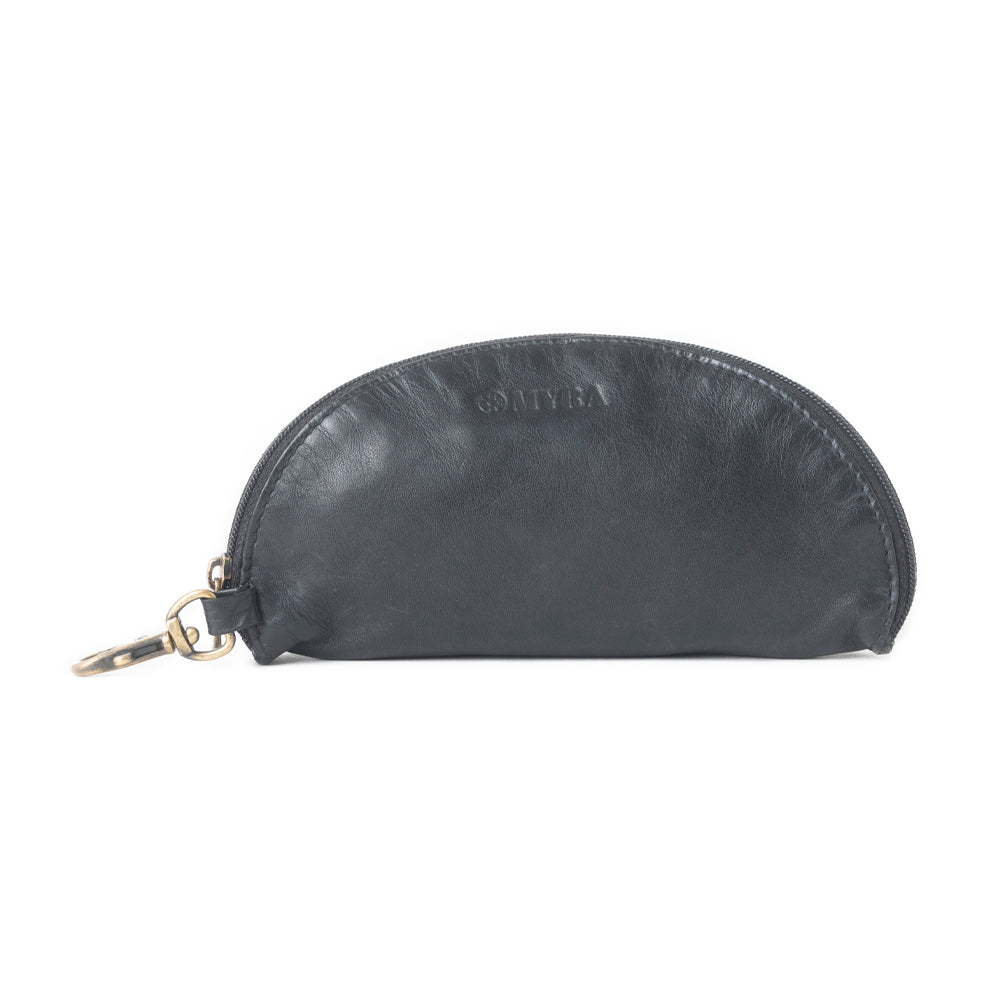 Eclipse Charm Leather Sunglass Case in Midnight Black