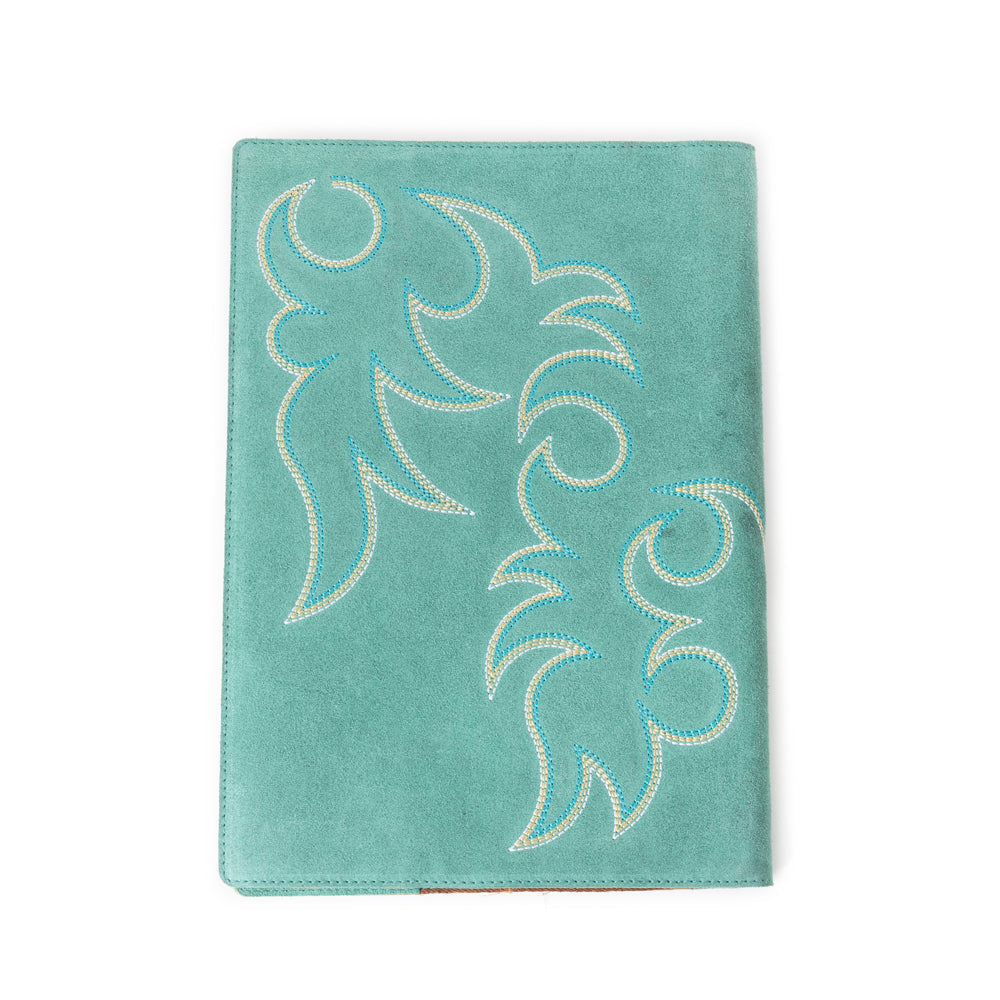 Texas Blaze Embroidered Leather Diary in Turquoise