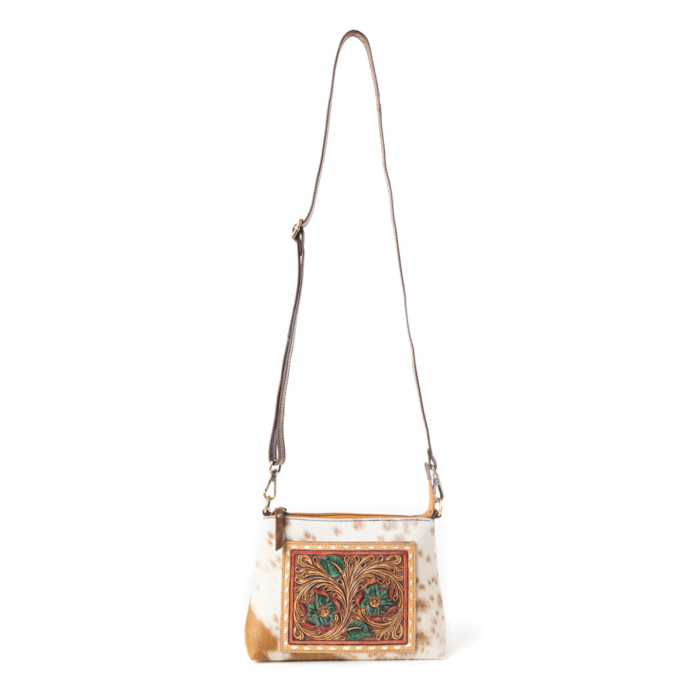 Santa Fe Bloom Handtooled Bag in Rustic Hide & Ivory