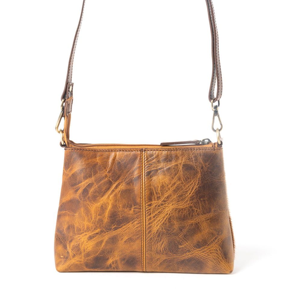 Santa Fe Bloom Handtooled Bag in Rustic Hide & Ivory