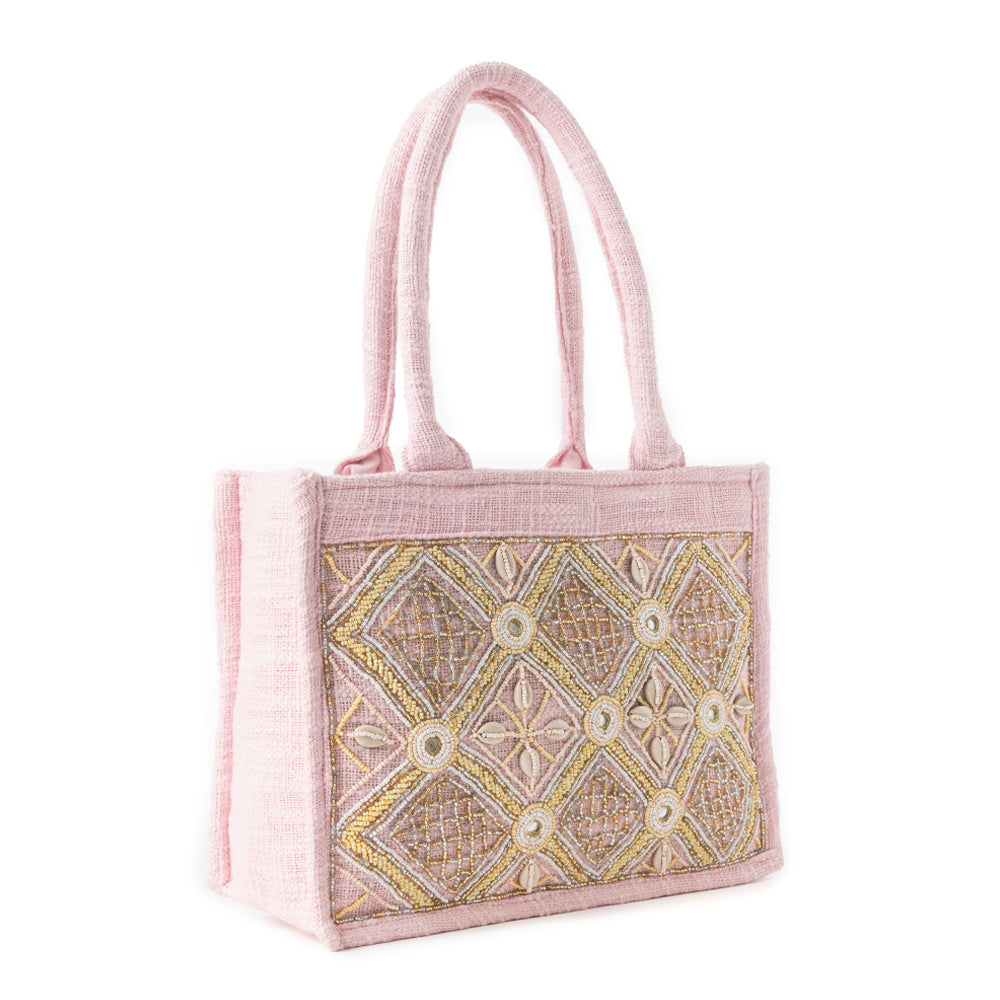 Gypsy Lace Canvas Bag in Light Pink