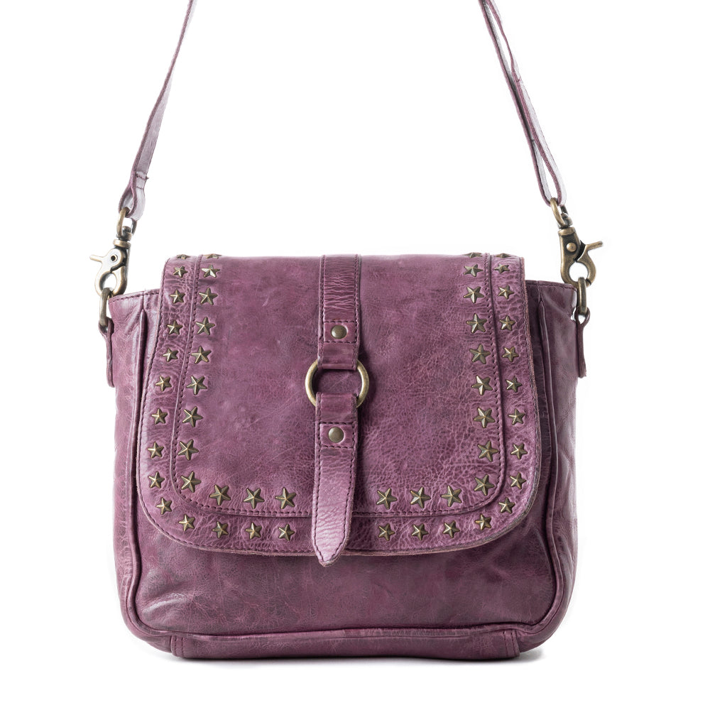 Western Scout Leather Crossbody Bag in Purple