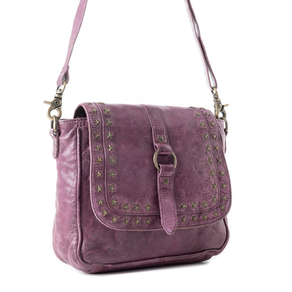 Western Scout Leather Crossbody Bag in Purple