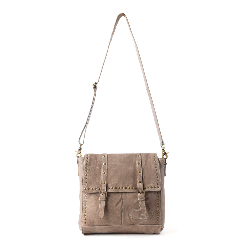 Western Rune Leather Crossbody Bag in Ashwood Tan
