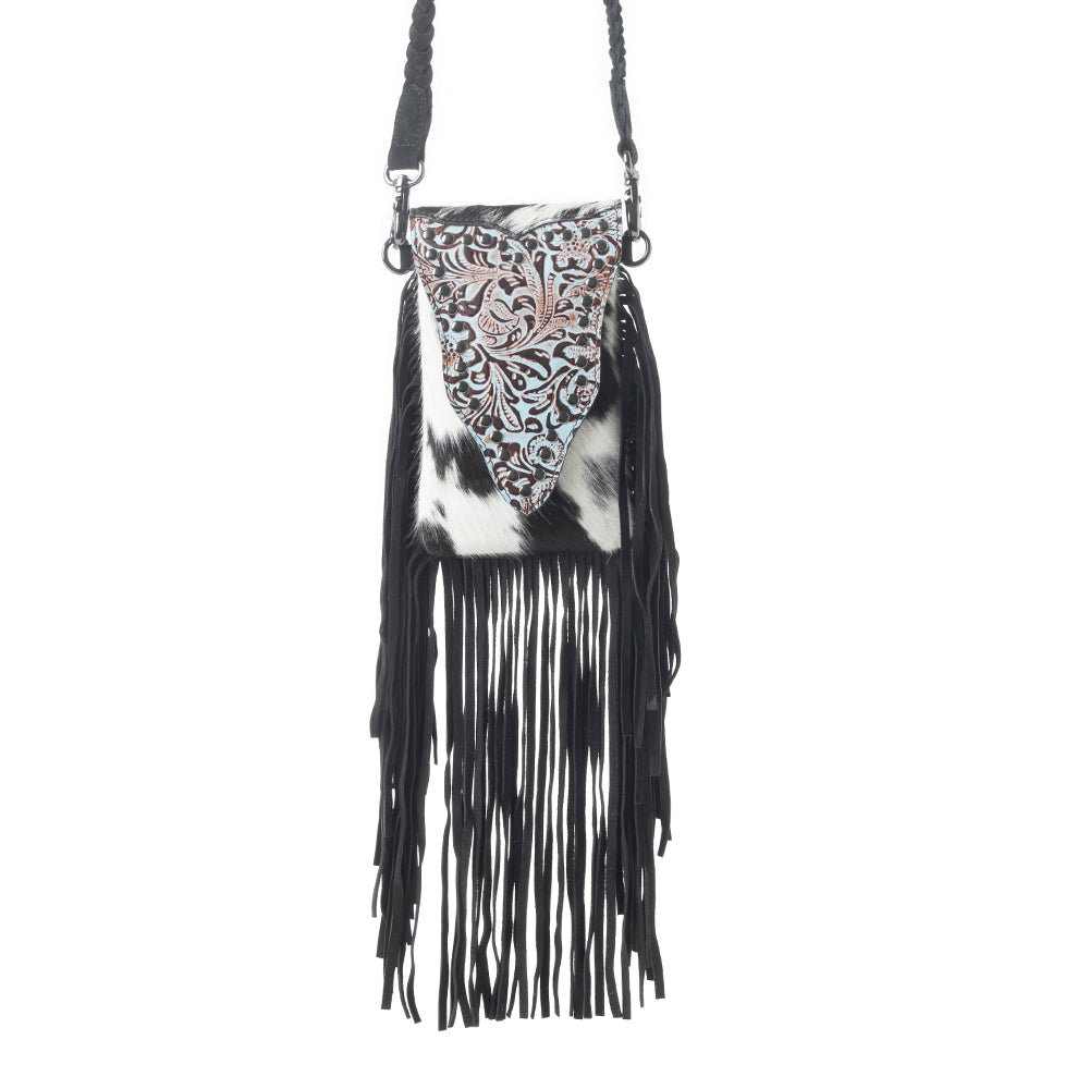 Dakota Drift Hairon Leather Bag in Ebony & White