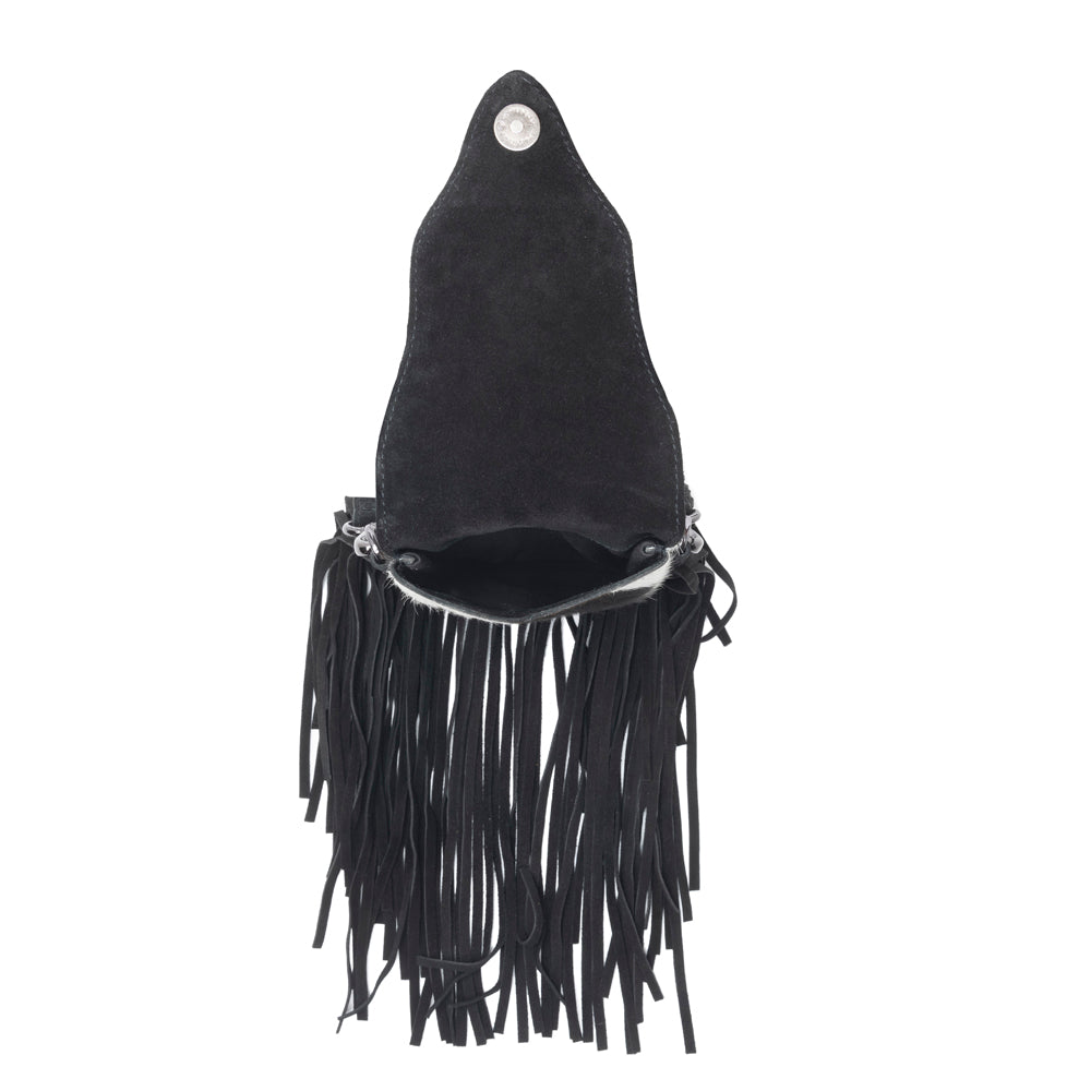 Dakota Drift Hairon Leather Bag in Ebony & White