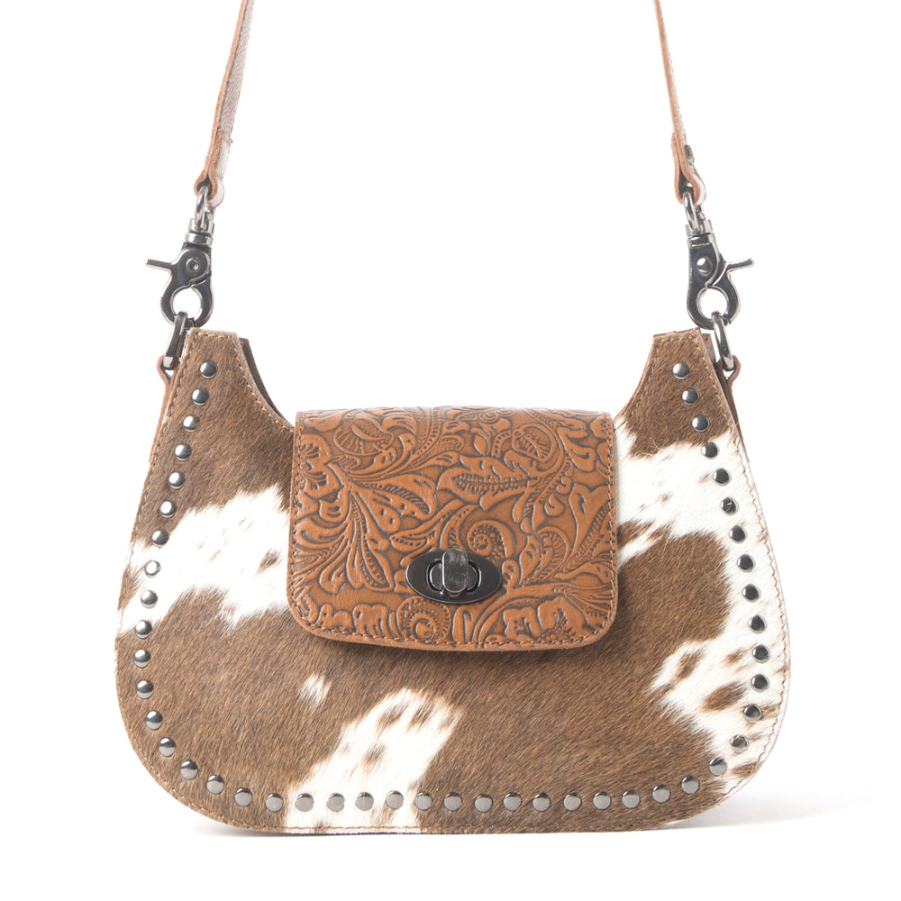 Highland Ridge Leather Bag in Rustic Oak & Winter Mist