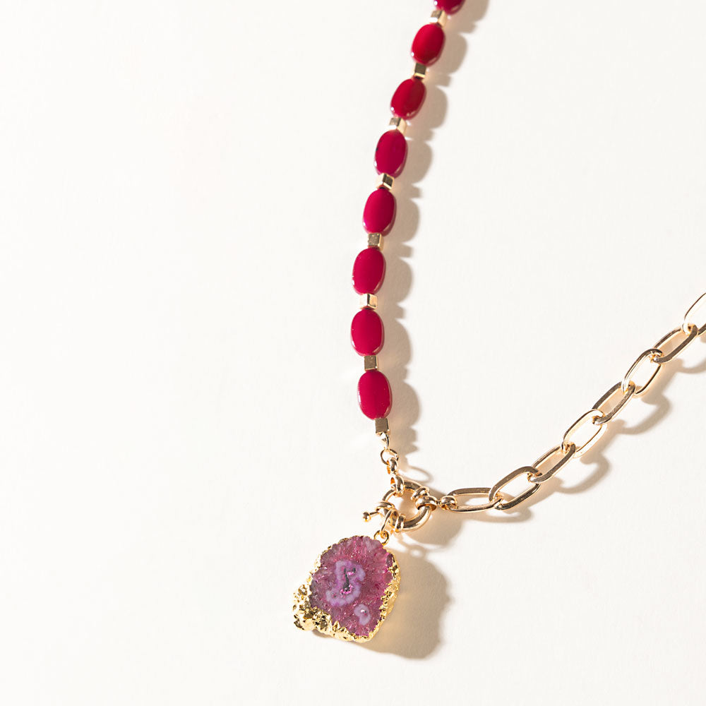 Amarillo Rose Necklace in Ruby Bloom