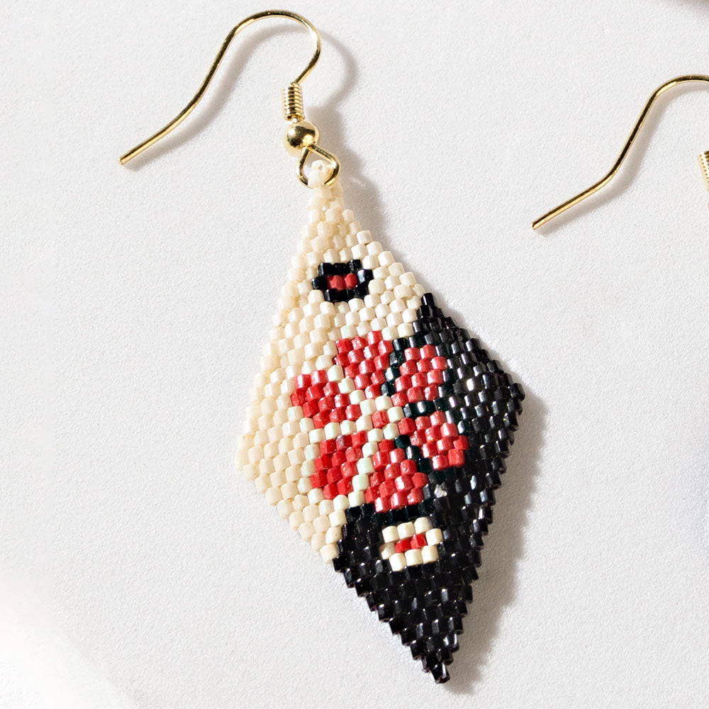 Calico Rose Earrings in Ranch Red