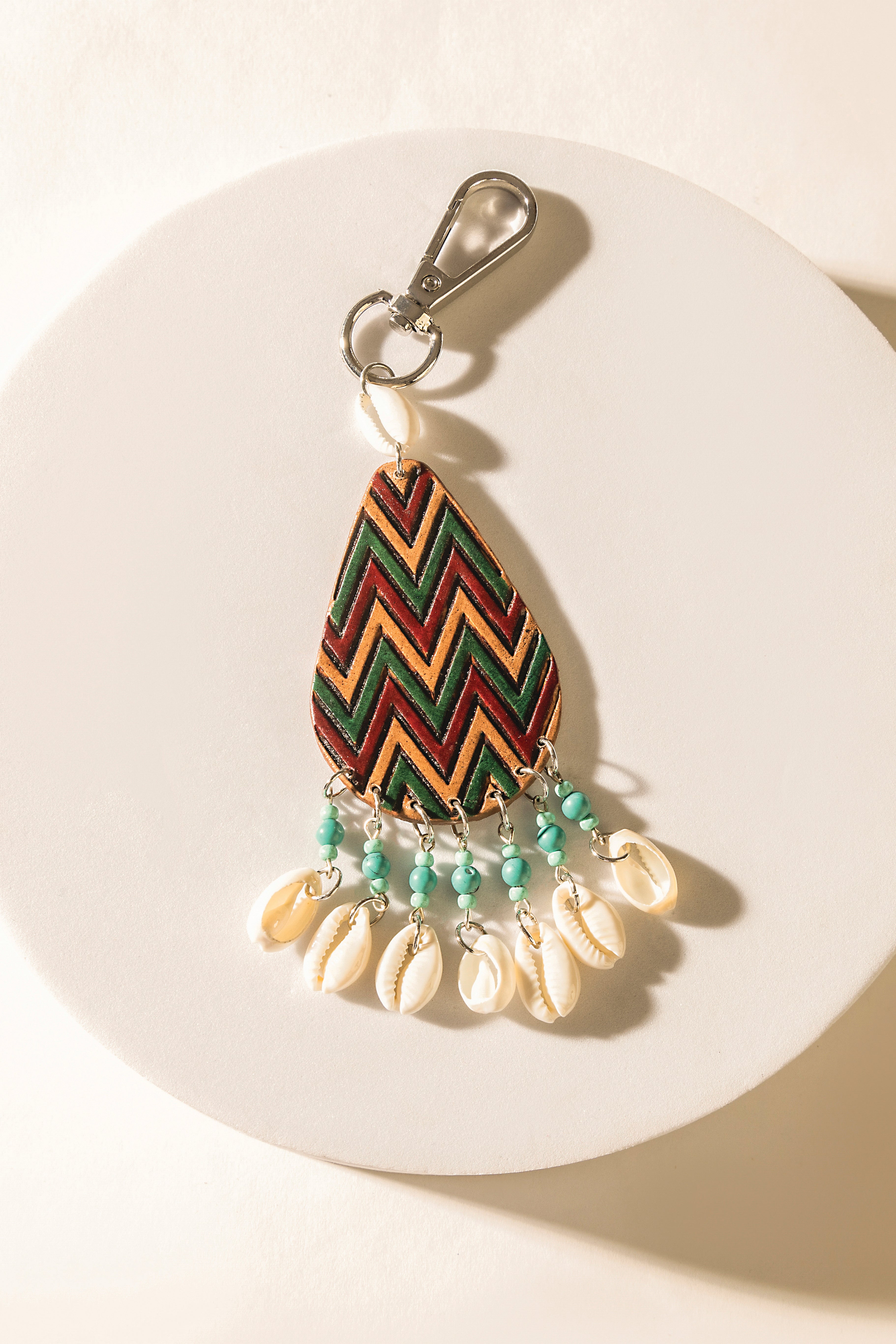 Chevron Song Keychain in Terracotta Red