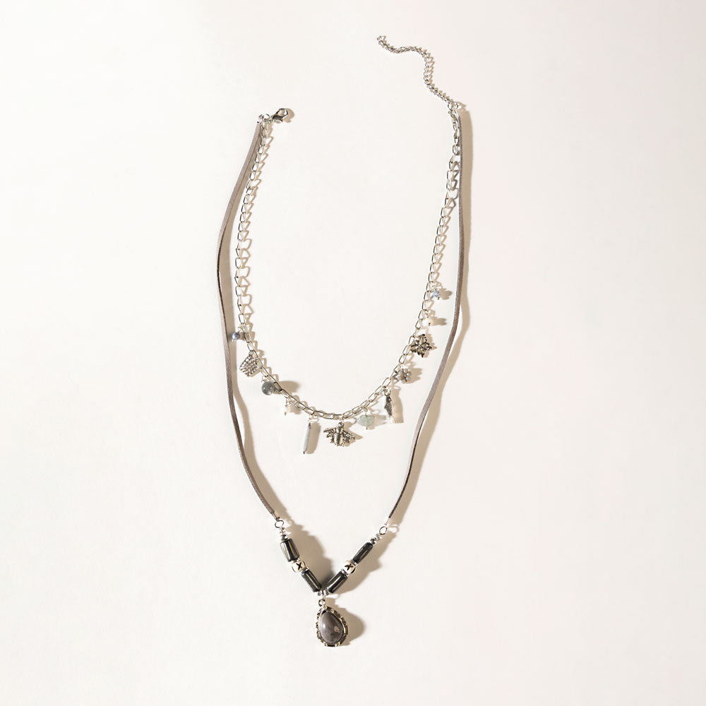 Wanderer’s Wish Necklace in Coal Silver