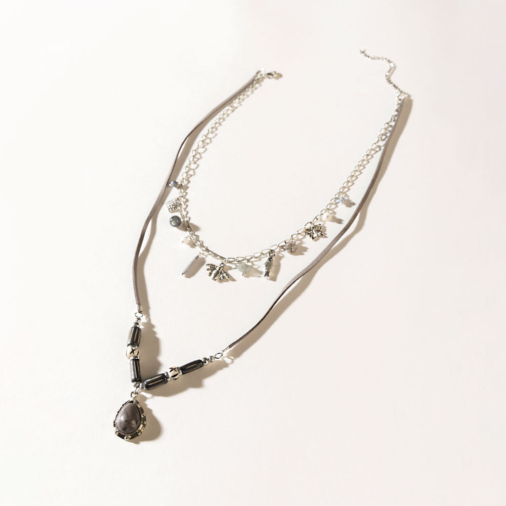 Wanderer’s Wish Necklace in Coal Silver