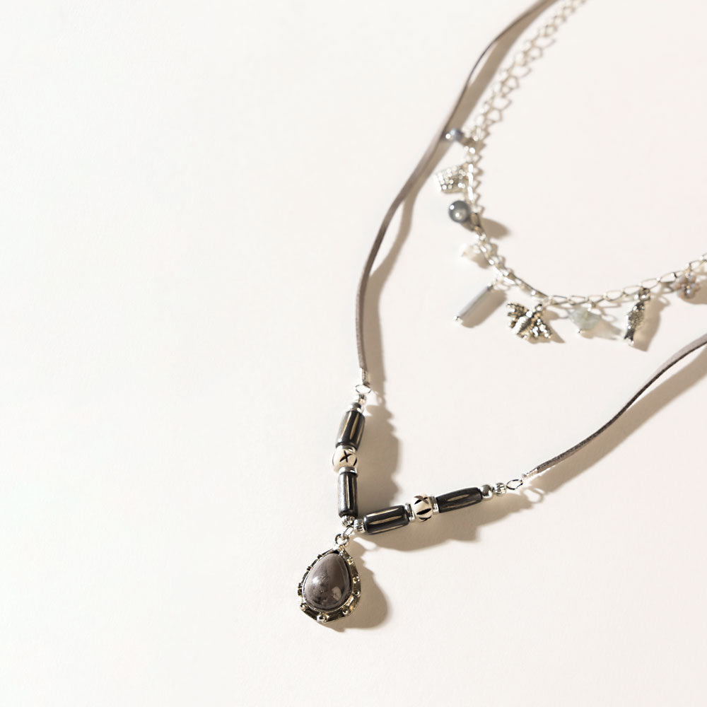 Wanderer’s Wish Necklace in Coal Silver