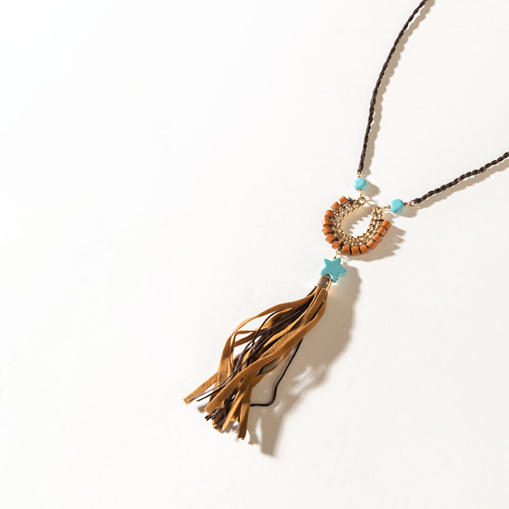 Whip & Whisper Necklace in Saddle Tan