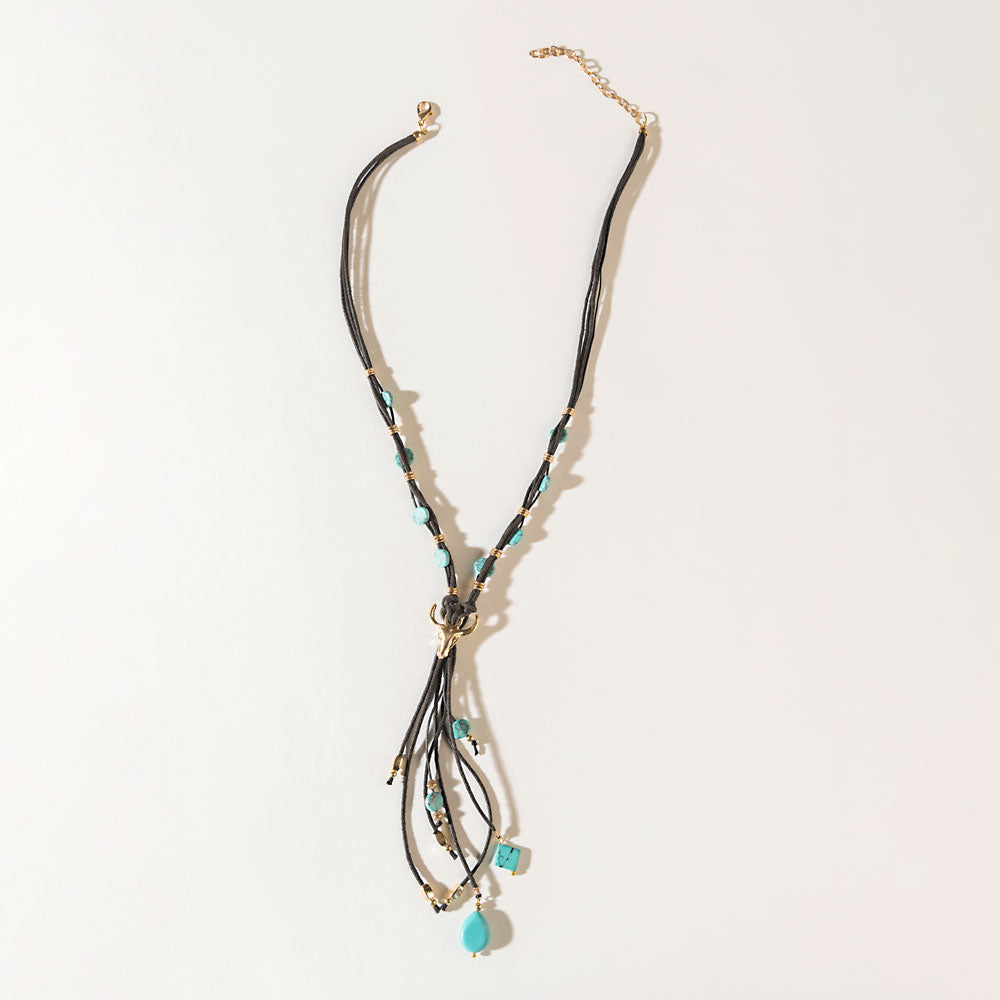 Bullseye Moonstone Necklace in Ghost Blue