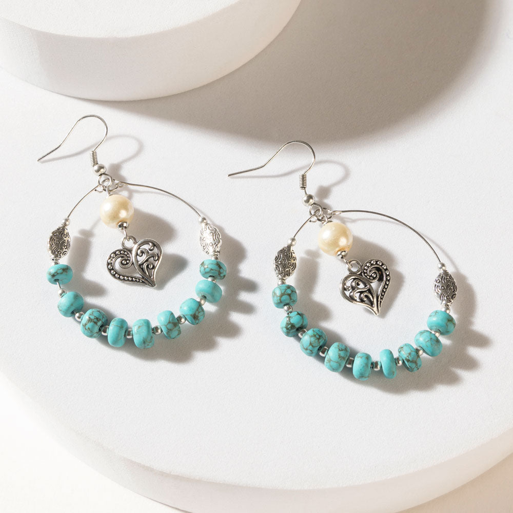 Wild Bloom Heart Earrings in Ranch Teal
